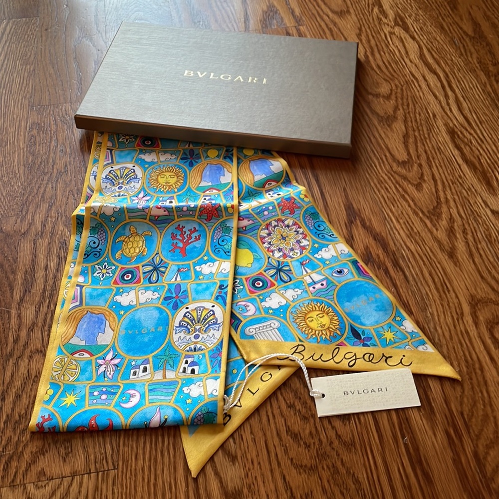 NEW WITH TAGS Bulgari Riva Solare Shelley Silk Twill in Turquoise